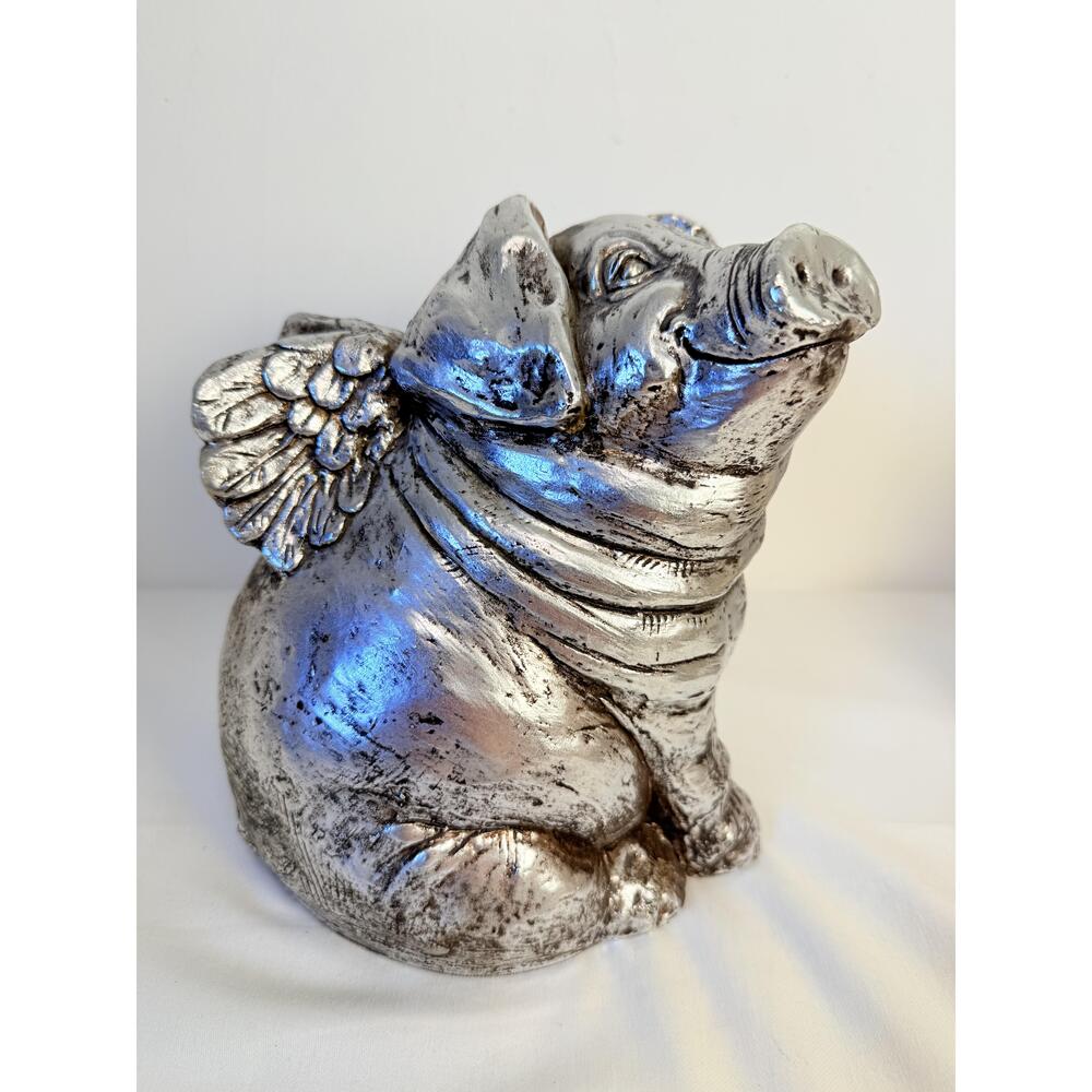 2005 Tulle M Stein The Stone Bunny Pig Angel Silver Statue